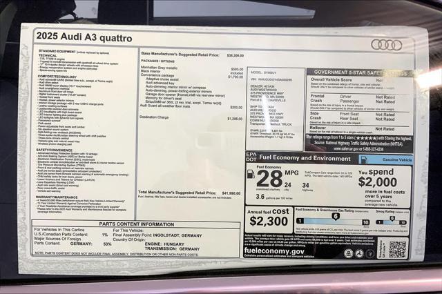 new 2025 Audi A3 car, priced at $41,990