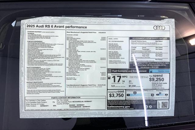 new 2025 Audi RS 6 Avant car, priced at $145,670