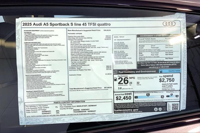 new 2025 Audi A5 Sportback car, priced at $57,400