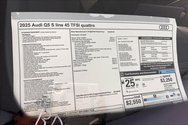 new 2025 Audi Q5 car, priced at $54,000