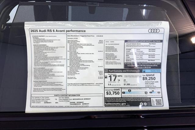 new 2025 Audi RS 6 Avant car, priced at $143,355