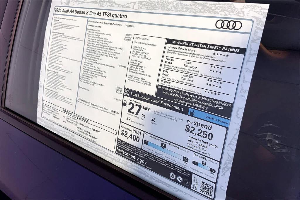 new 2024 Audi A4 car, priced at $50,600