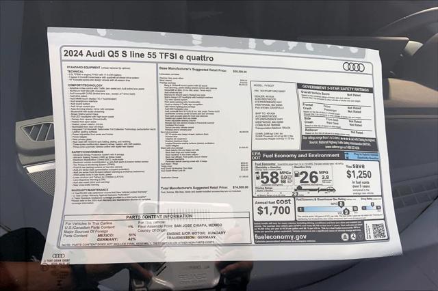 new 2024 Audi Q5 car, priced at $74,800