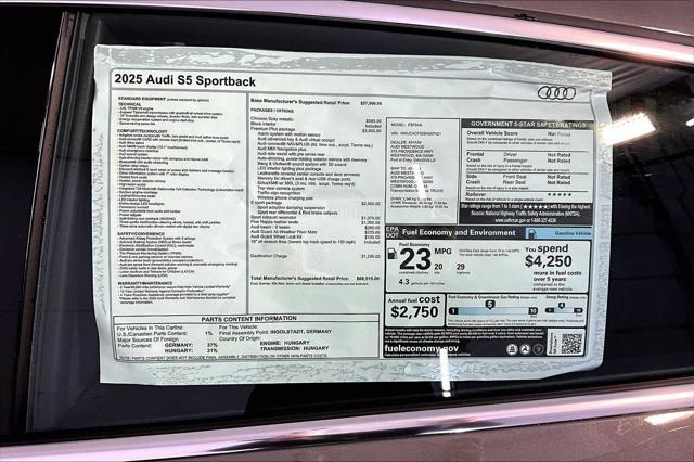 new 2025 Audi S5 car, priced at $68,915