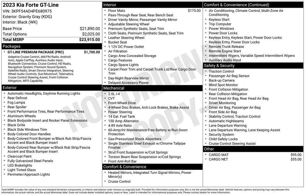 used 2023 Kia Forte car, priced at $19,775