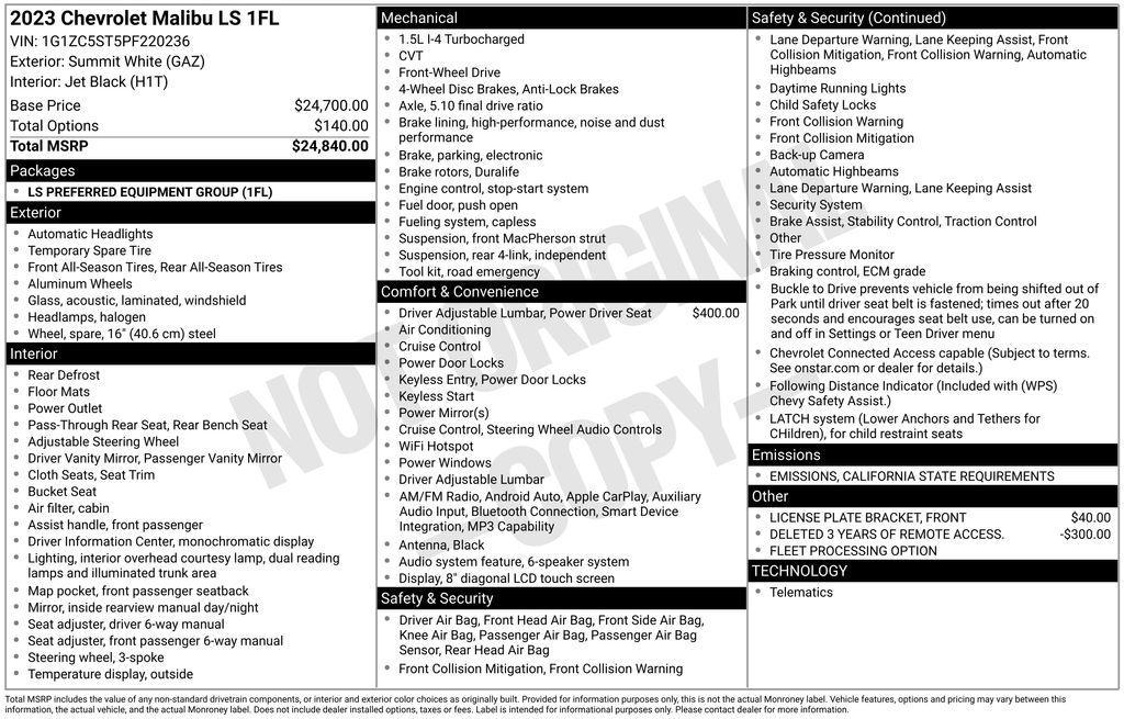used 2023 Chevrolet Malibu car, priced at $19,775