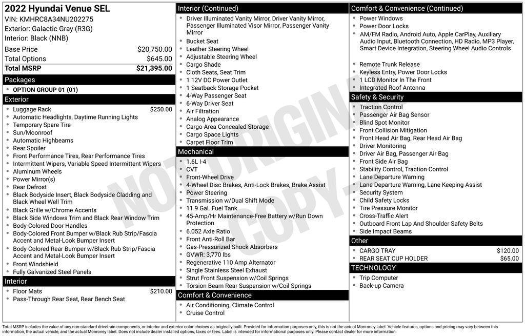 used 2022 Hyundai Venue car, priced at $16,395