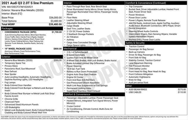 used 2021 Audi Q3 car, priced at $25,965