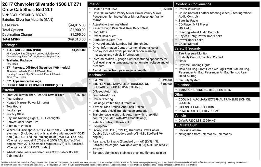 used 2017 Chevrolet Silverado 1500 car, priced at $24,845