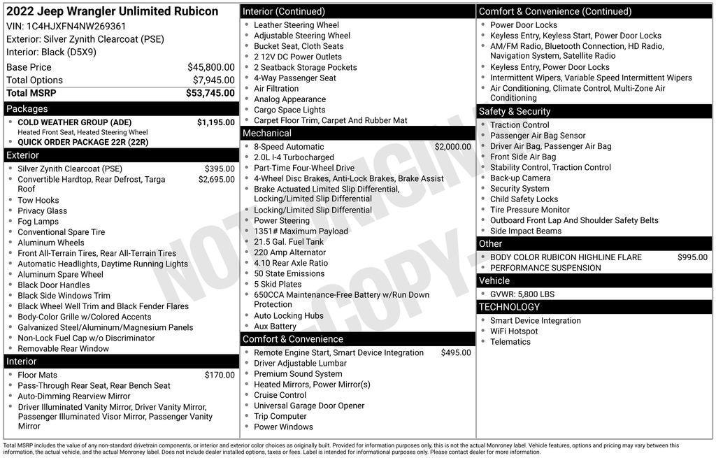 used 2022 Jeep Wrangler Unlimited car, priced at $36,375