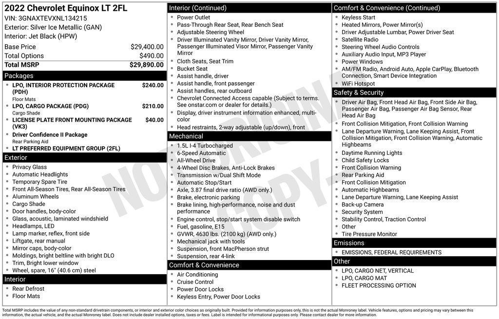 used 2022 Chevrolet Equinox car, priced at $21,775