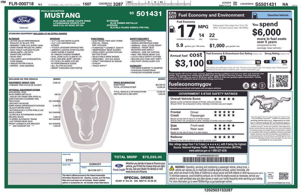 new 2025 Ford Mustang car, priced at $73,319
