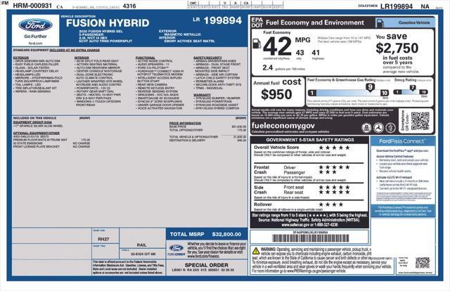 used 2020 Ford Fusion car, priced at $18,362