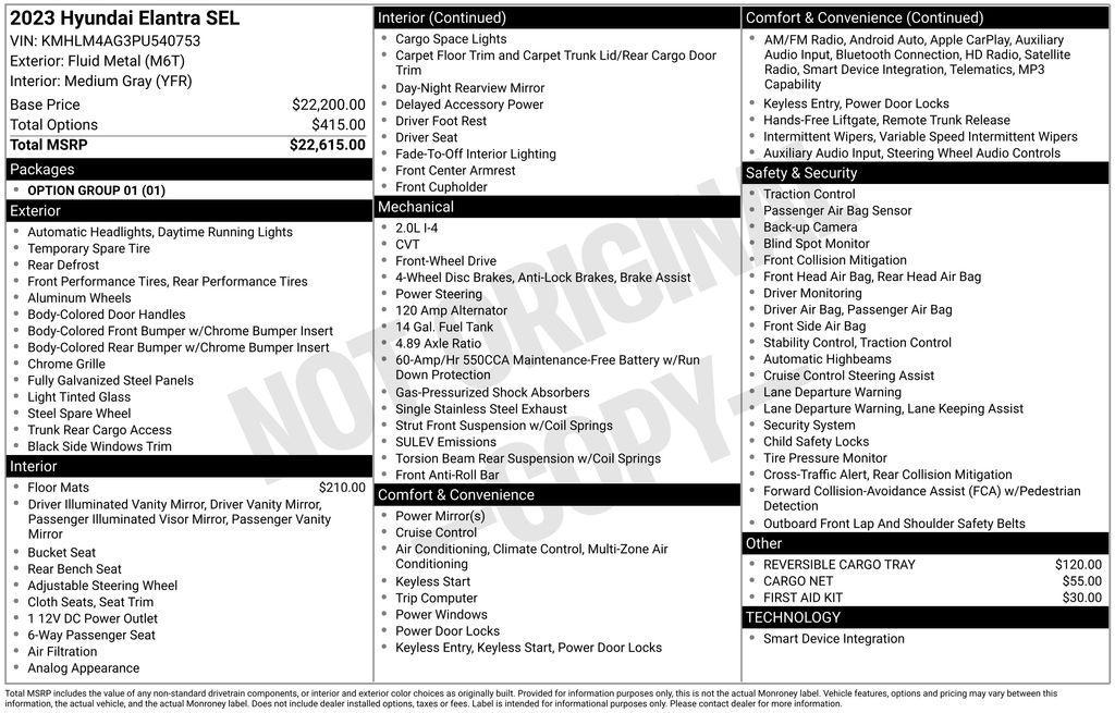 used 2023 Hyundai Elantra car, priced at $19,199