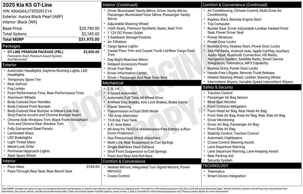 used 2025 Kia K5 car, priced at $26,975