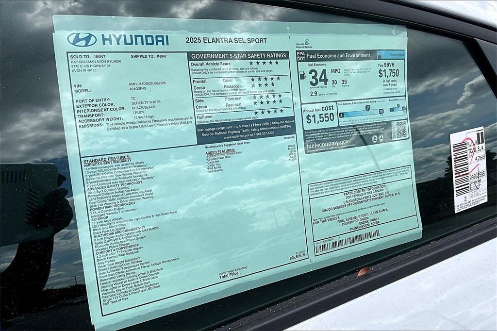 new 2025 Hyundai Elantra car, priced at $24,854
