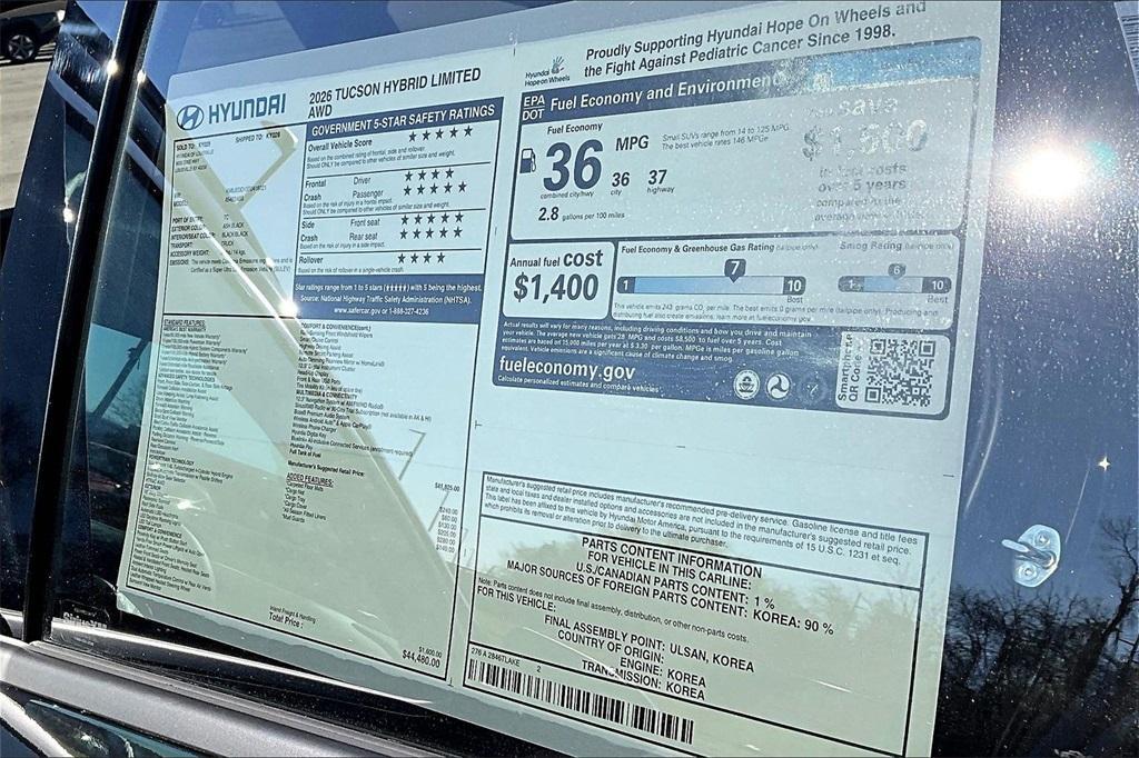 new 2026 Hyundai TUCSON Hybrid car, priced at $43,089