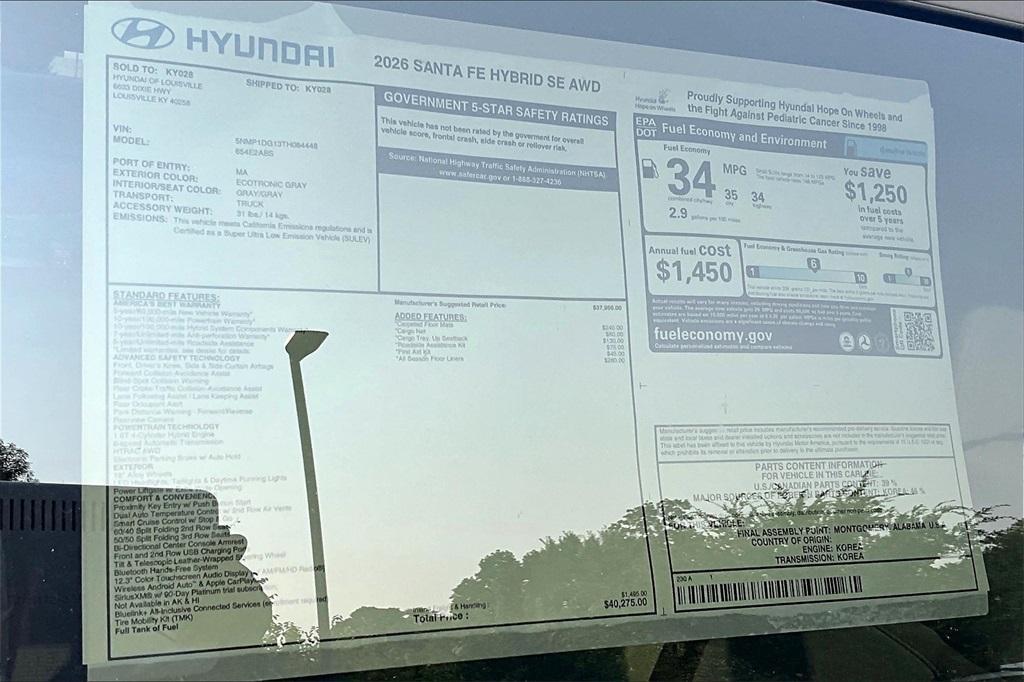 new 2026 Hyundai SANTA FE HEV car, priced at $37,535