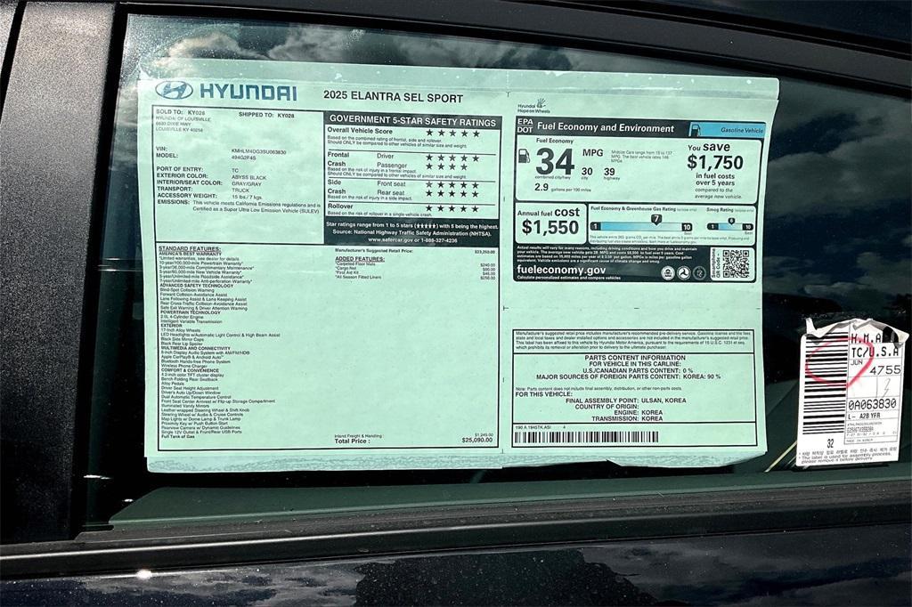 new 2025 Hyundai Elantra car, priced at $24,243