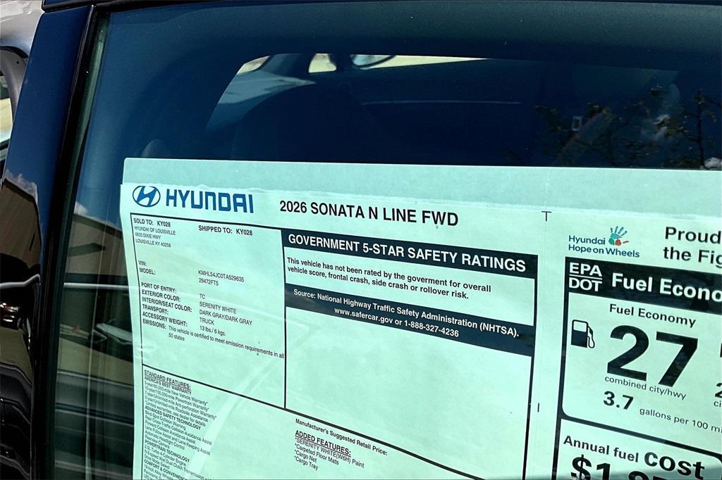 new 2026 Hyundai Sonata car, priced at $35,854