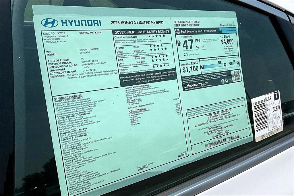 new 2025 Hyundai Sonata Hybrid car, priced at $37,290