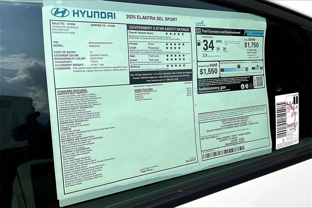 new 2025 Hyundai Elantra car, priced at $23,473
