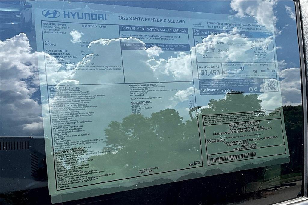 new 2026 Hyundai SANTA FE HEV car, priced at $39,911