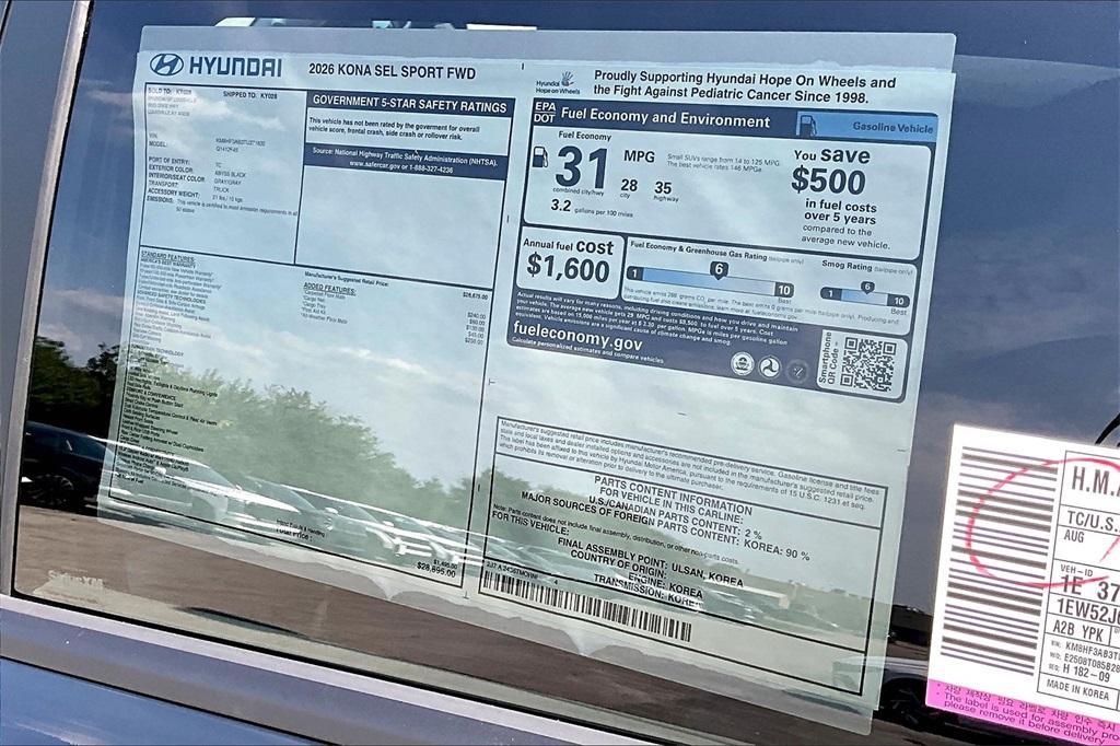 new 2026 Hyundai Kona car, priced at $27,803