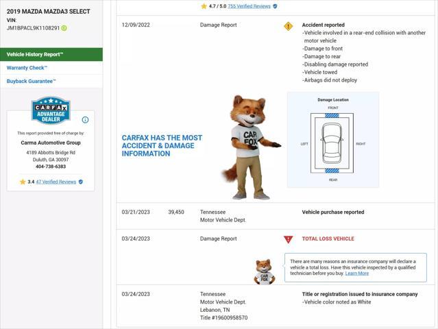 used 2019 Mazda Mazda3 car, priced at $12,995