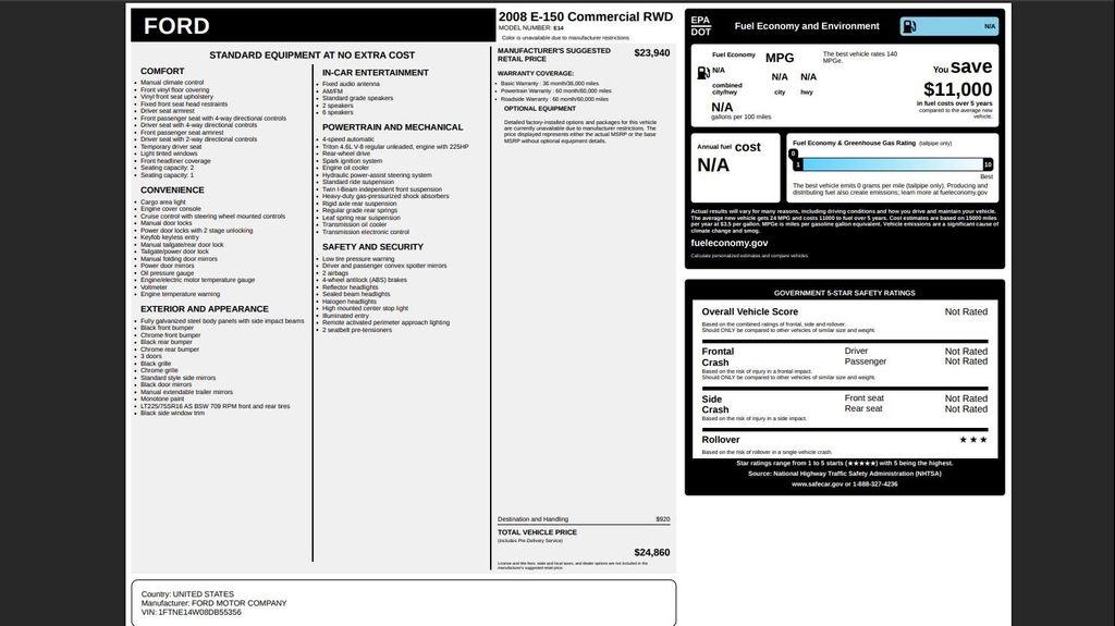 used 2008 Ford E150 car, priced at $14,598