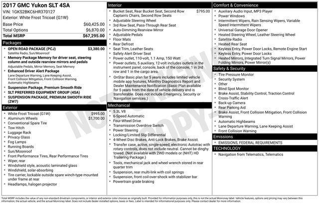 used 2017 GMC Yukon car, priced at $23,268