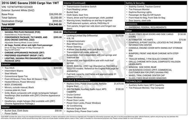 used 2016 GMC Savana 2500 car, priced at $10,806