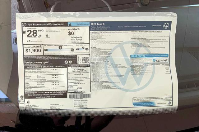 new 2025 Volkswagen Taos car, priced at $28,263
