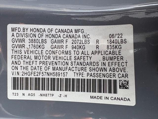 used 2022 Honda Civic car, priced at $21,867