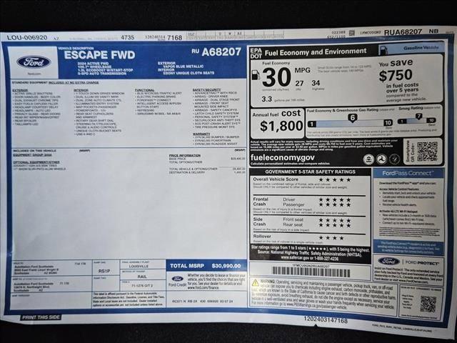 new 2024 Ford Escape car, priced at $24,812