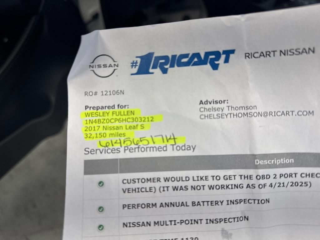 used 2017 Nissan Leaf car, priced at $8,478