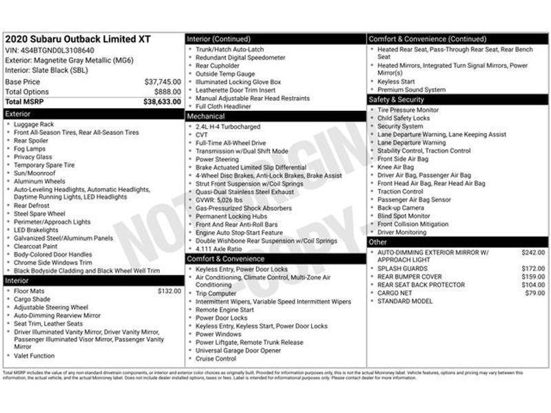 used 2020 Subaru Outback car, priced at $16,903