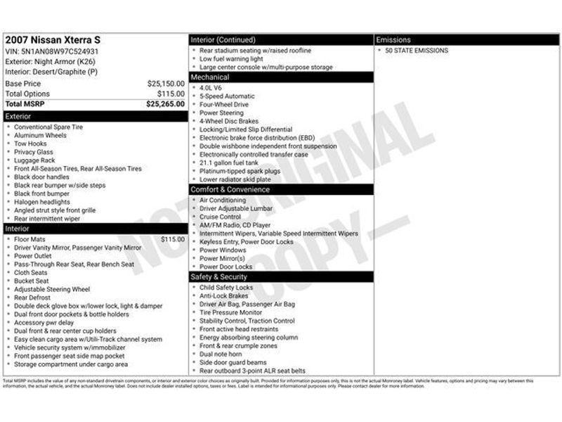 used 2007 Nissan Xterra car, priced at $7,927