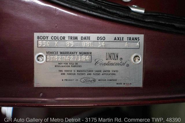 used 1963 Lincoln Continental car, priced at $59,900