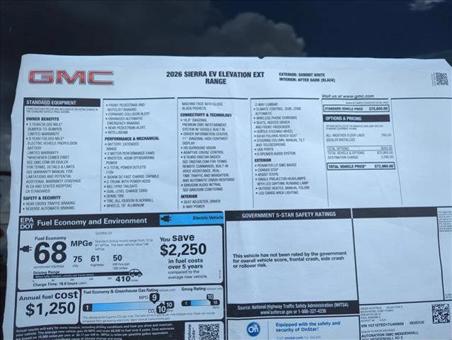 new 2026 GMC Sierra EV car, priced at $72,960