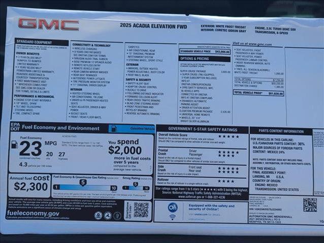 new 2025 GMC Acadia car, priced at $51,049