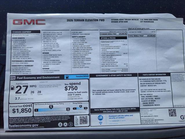 new 2026 GMC Terrain car, priced at $33,830
