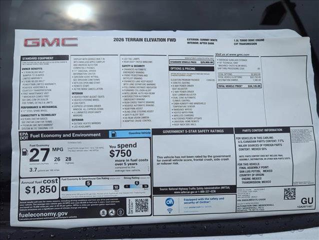 new 2026 GMC Terrain car, priced at $34,145