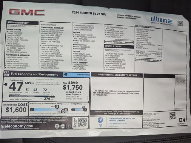 new 2024 GMC HUMMER EV SUV car, priced at $105,848