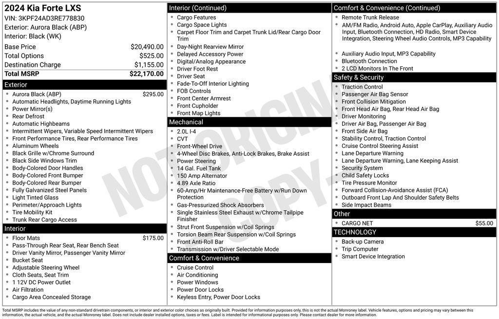 used 2024 Kia Forte car, priced at $18,501