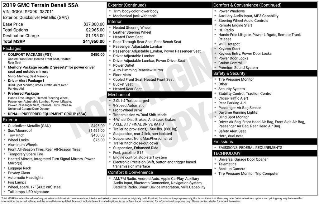 used 2019 GMC Terrain car, priced at $12,000