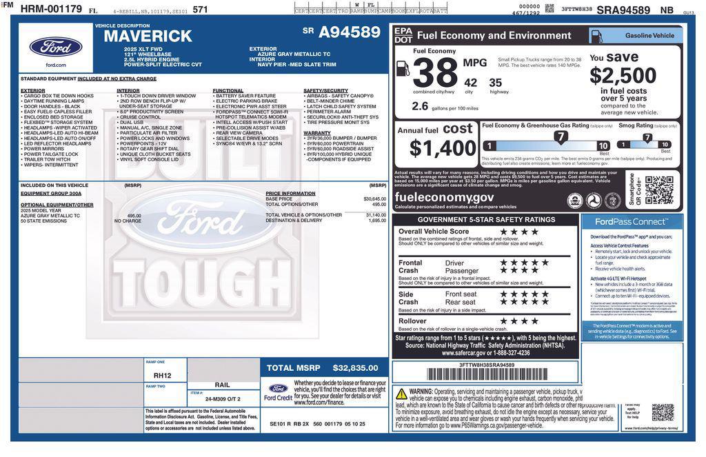 new 2025 Ford Maverick car, priced at $32,200