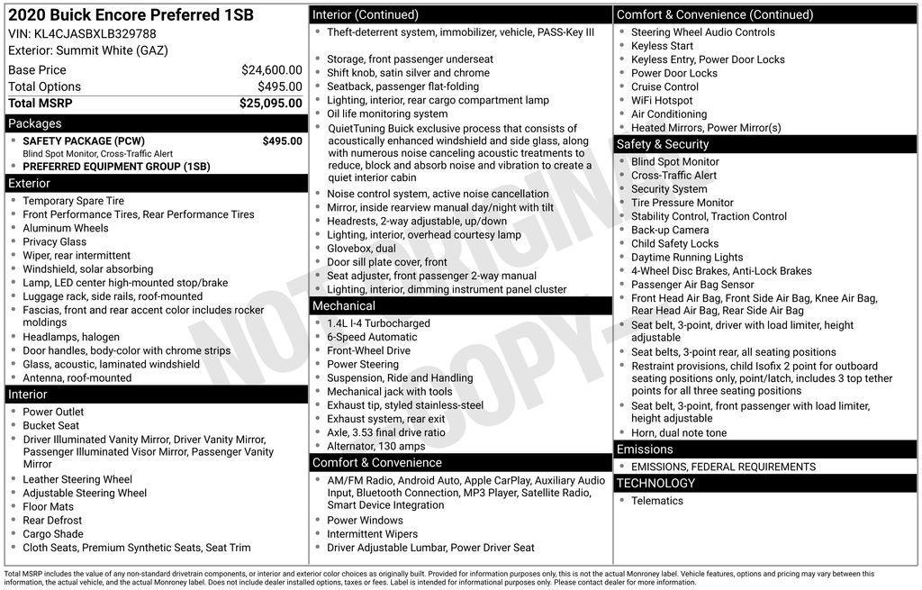 used 2020 Buick Encore car, priced at $18,001