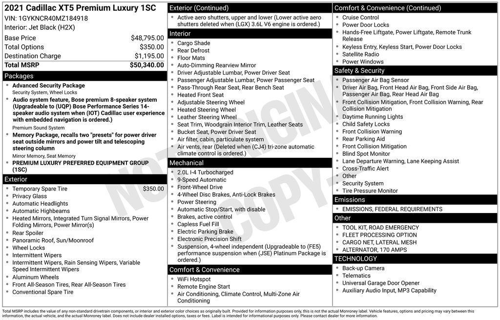 used 2021 Cadillac XT5 car, priced at $19,001