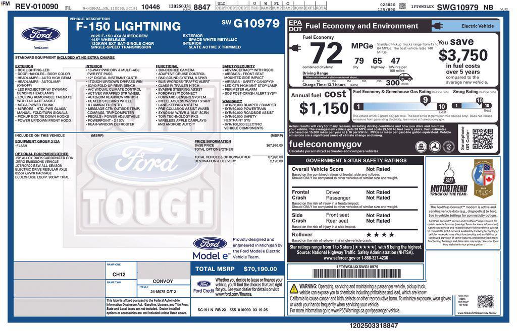 new 2025 Ford F-150 Lightning car, priced at $59,235